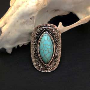 Antique Silver & Turquoise Statement Ring